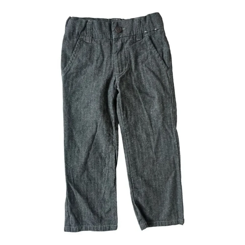 Toddler Boys Gymboree Gray Herringbone Print Dress Pants - Sz 3T